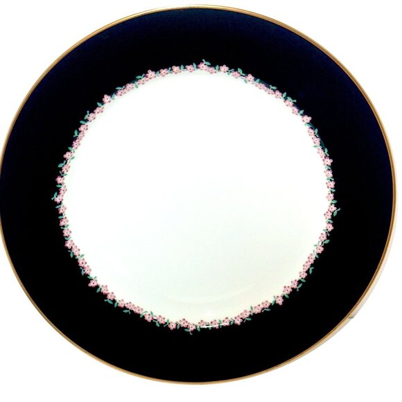 ARITA Rose Pavillion 3 Piece Dinner Plate Set Black Border, Gold Trim Flowers - Picture 5 of 10